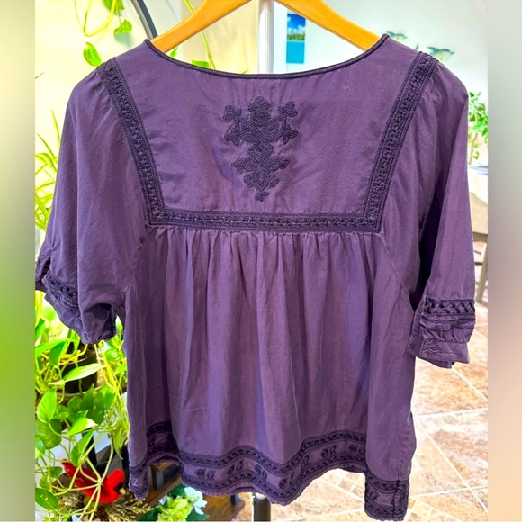 Lucky Brand Plum Embroidered Top - Picture 9 of 10